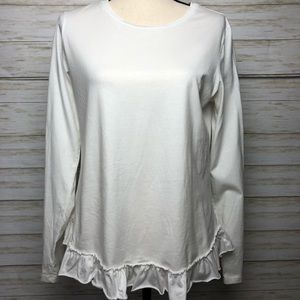 Banana Republic White Top with Ruffle Hem